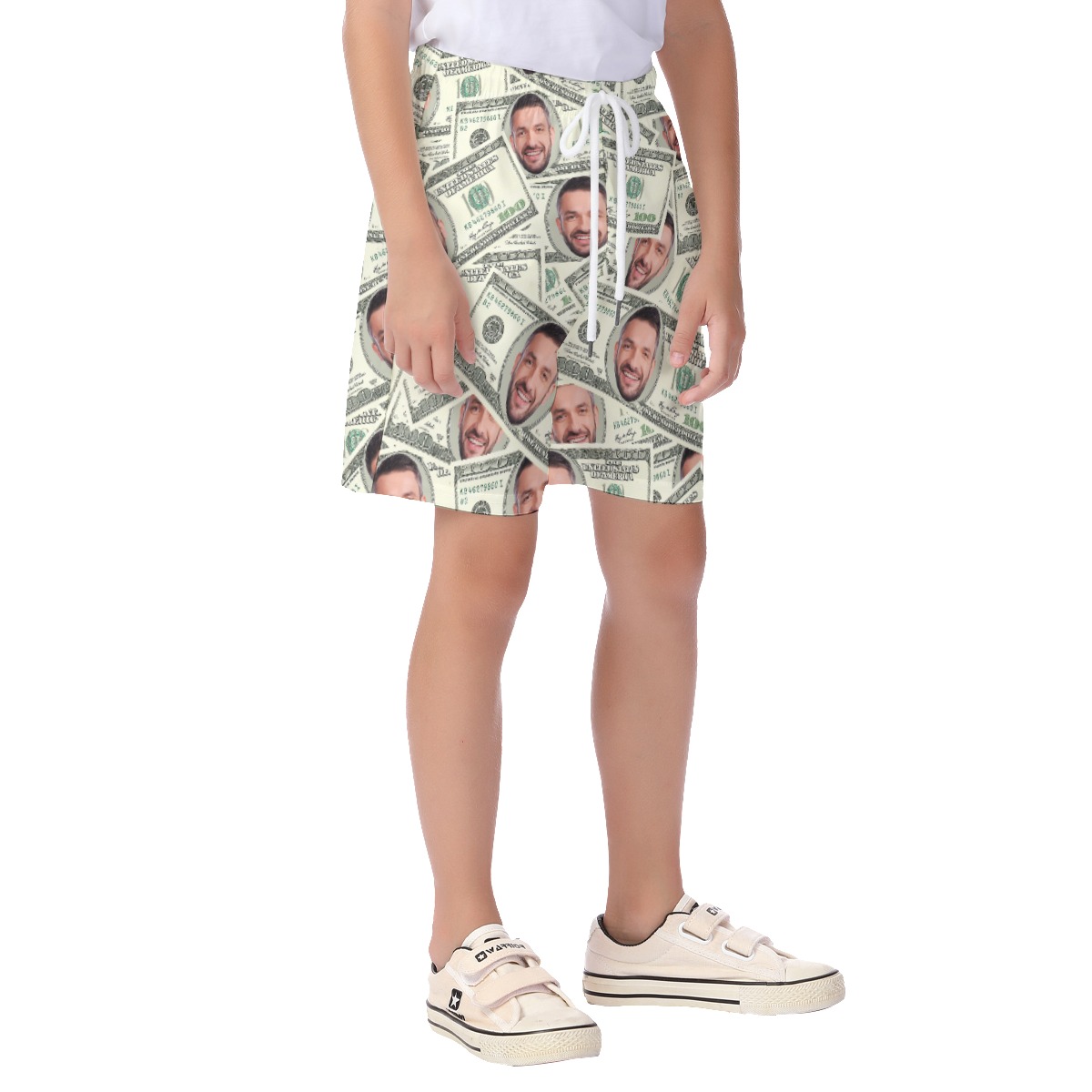 Cute Custom Face Money Summer Aloha Beach Shorts For Kids