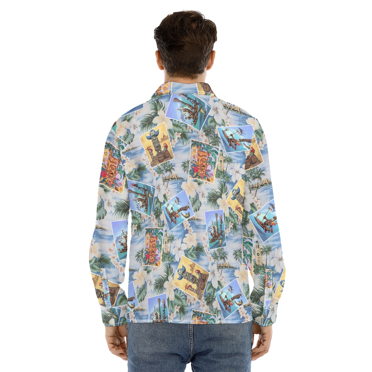 Tropical Tiki Men's Long Sleeve Hawaiian Shirt