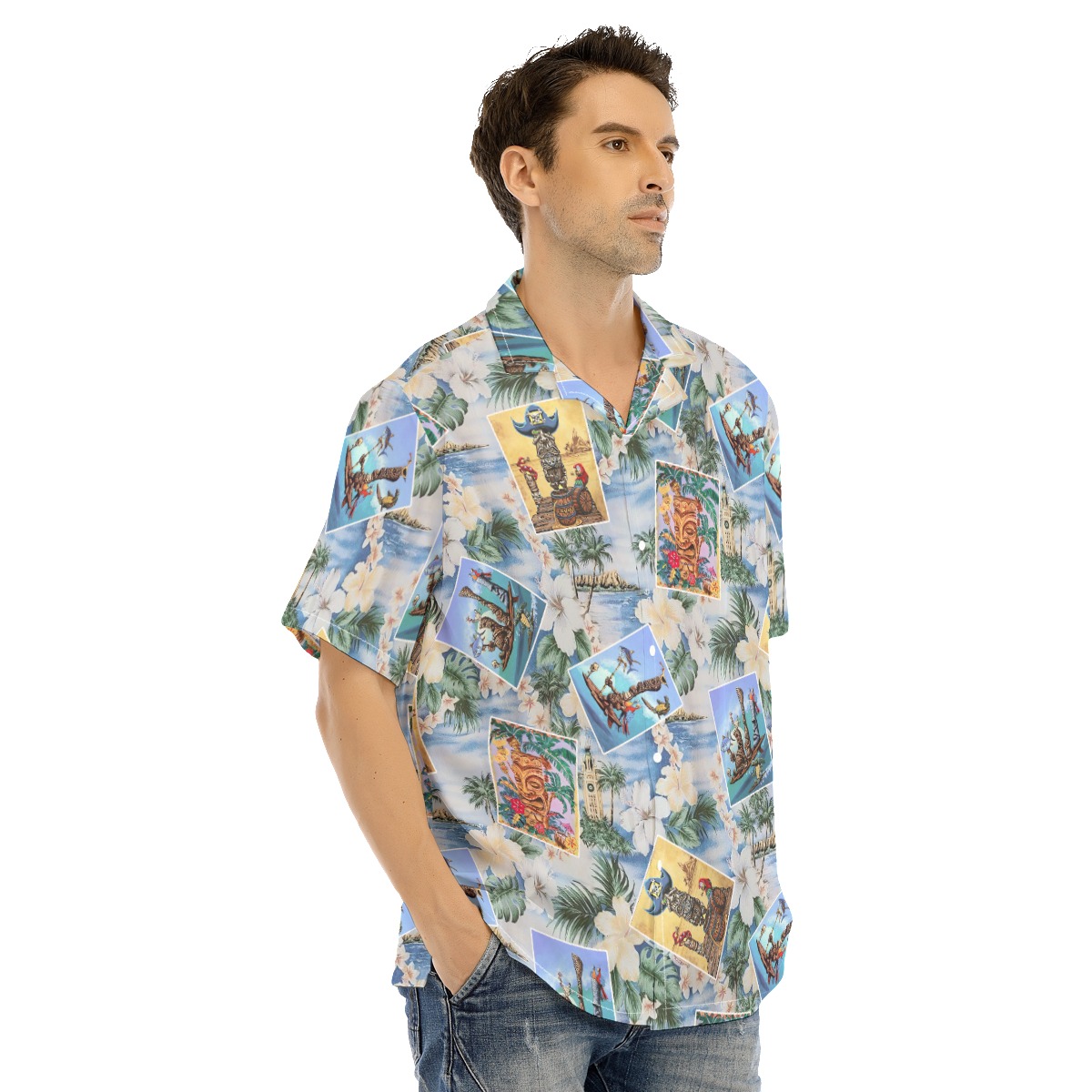 Funny Tiki Floral Men's Hawaiian Shirt