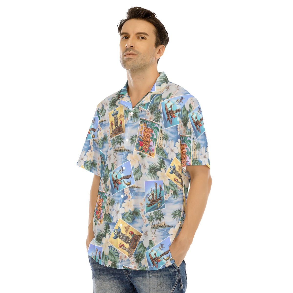 Funny Tiki Floral Men's Hawaiian Shirt