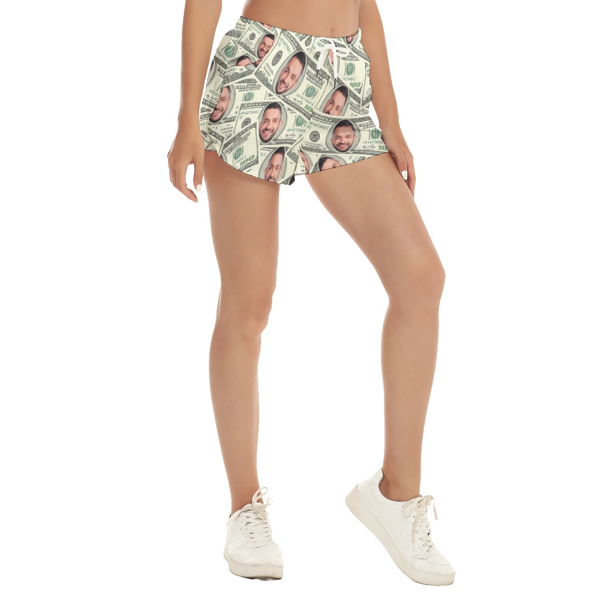 Funny Custom Face Money Summer Hawaiian Beach Shorts For Women