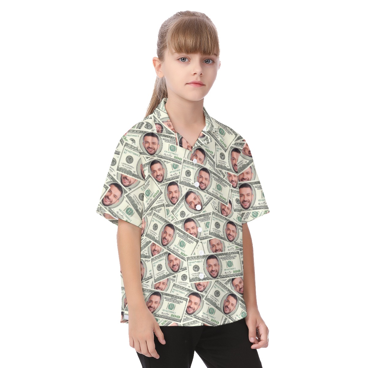 Funny Custom Face Money Kid's Hawaiian Shirt