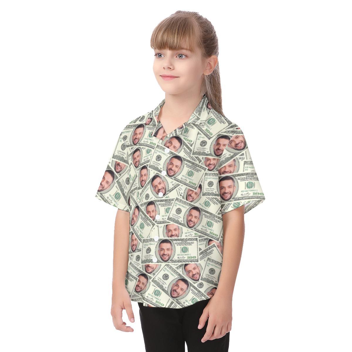 Funny Custom Face Money Kid's Hawaiian Shirt