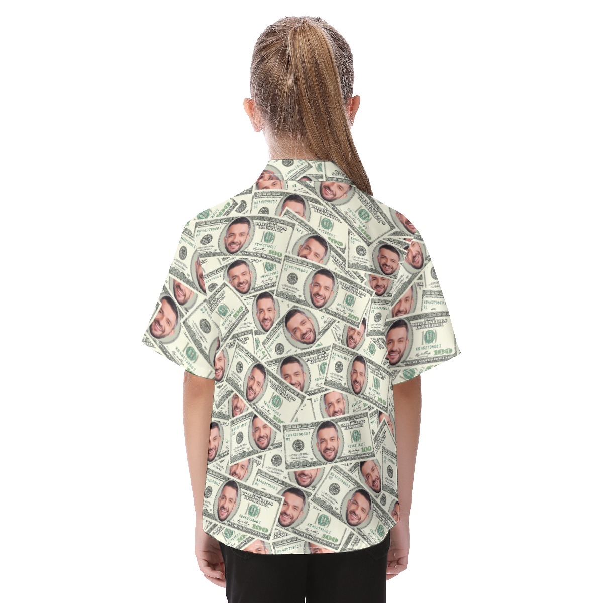 Funny Custom Face Money Kid's Hawaiian Shirt