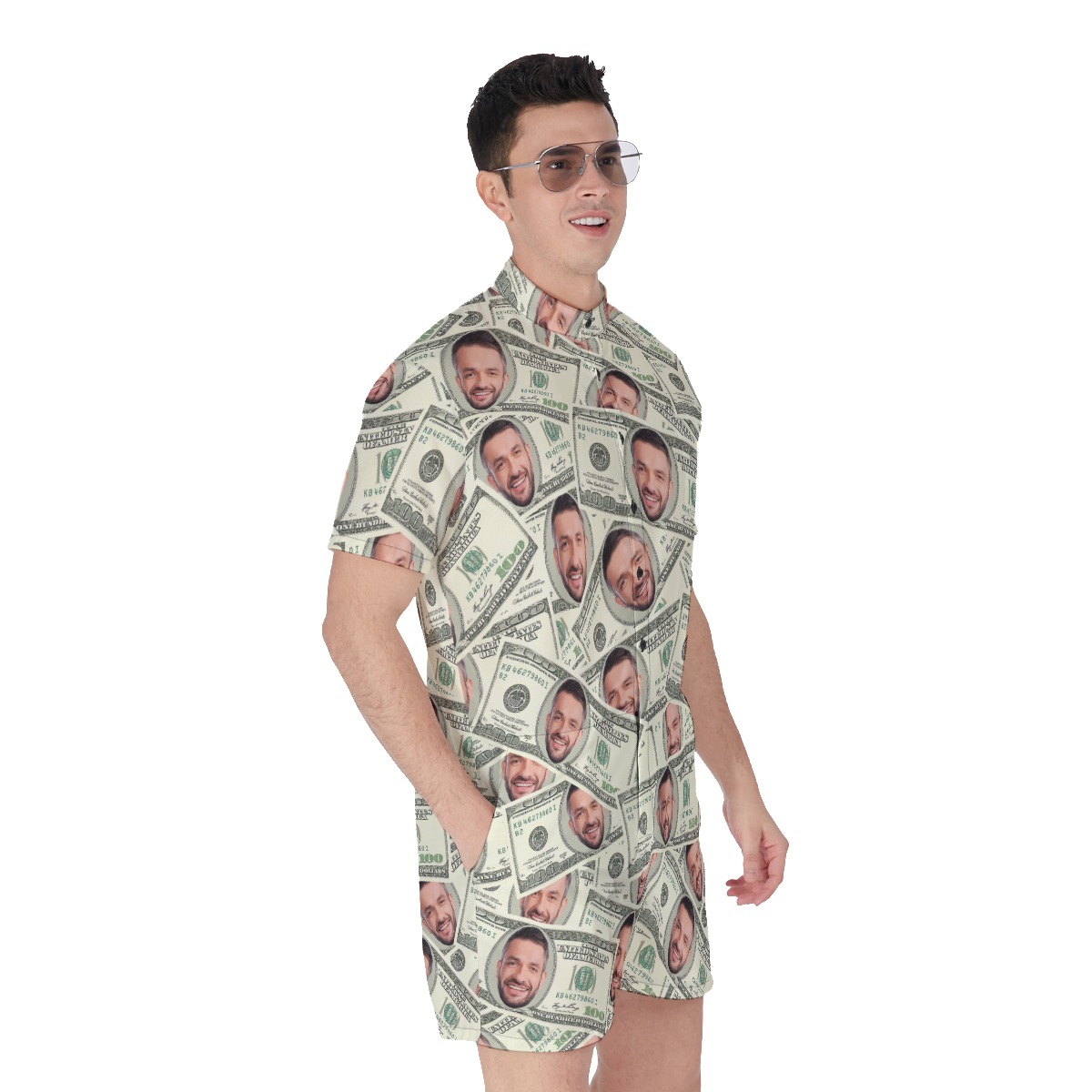 Funny Custom Face Money Hawaiian Romper For Men