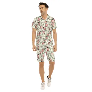 Set Custom Face On Dollars Hawaiian Shirt And Shorts For Men
