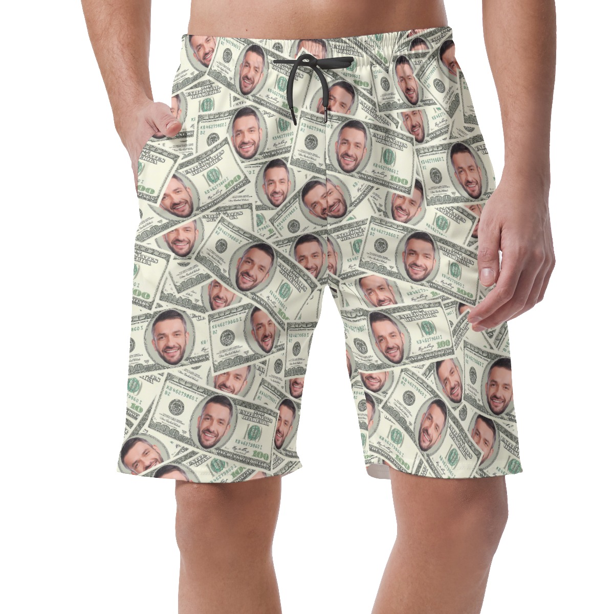 Funny Money Custom Face Hawaiian Summer Beach Shorts For Men - variant image 1