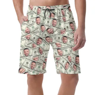 Funny Money Custom Face Hawaiian Summer Beach Shorts For Men