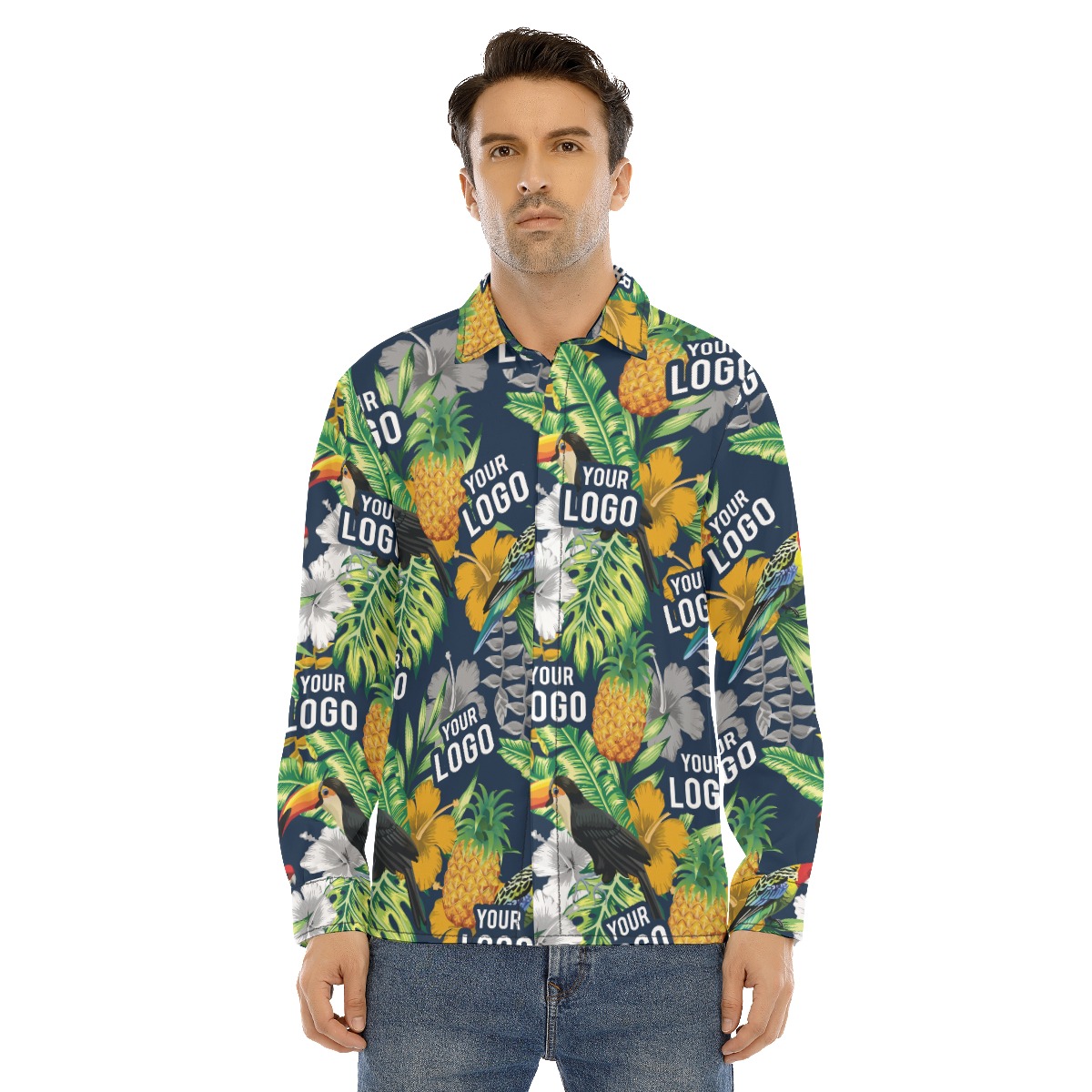 Cool Custom Logo For Team Hawaiian Long Sleeve Shirt - variant image 1