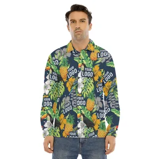 Cool Custom Logo For Team Hawaiian Long Sleeve Shirt