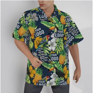 Team Or Company Custom Logo Tropical Parrots Hawaiian Shirt
