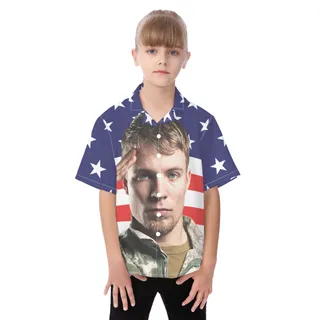Cool Custom Face American Flag Shirt For Kids