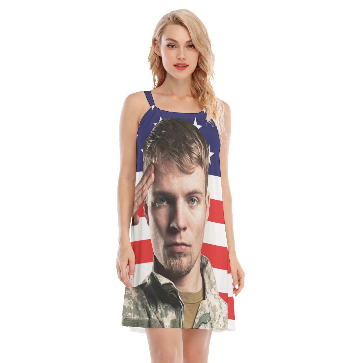 American Flag Cami Dress With Custom Face - variant image 1
