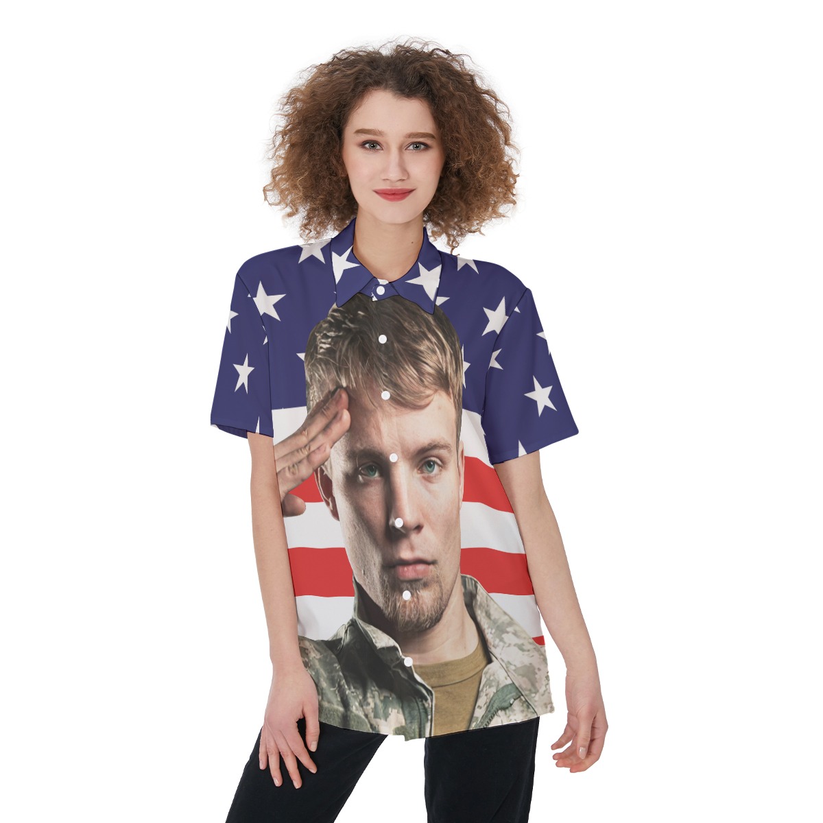 Unique Custom American Flag Button Up Shirt - variant image 1