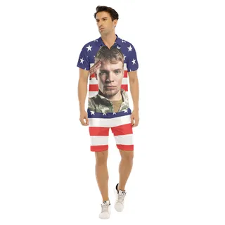 Custom Face USA Flag Men's Hawaiian Set
