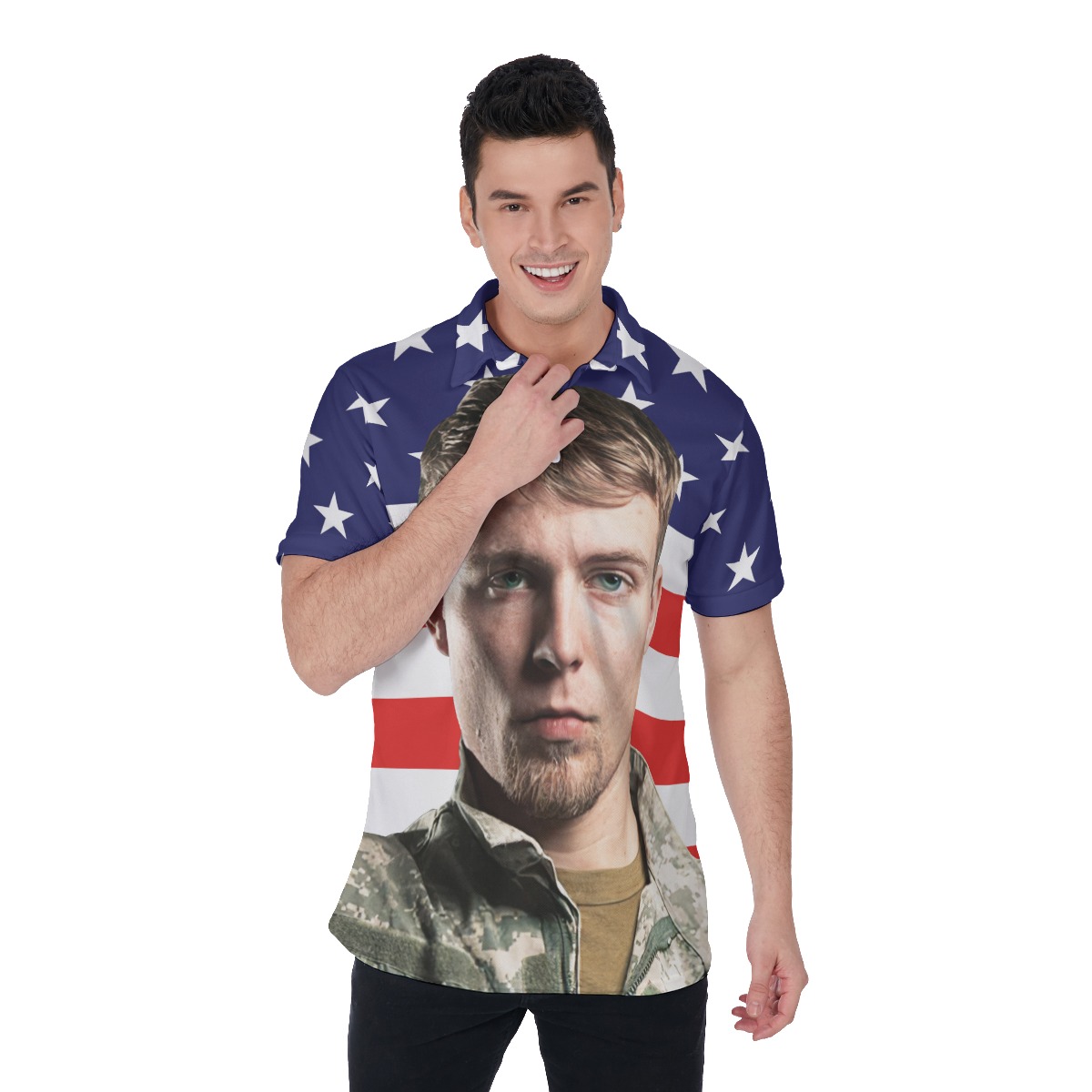 Custom Face Patriotic Day Men's Polo Shirt - variant image 1