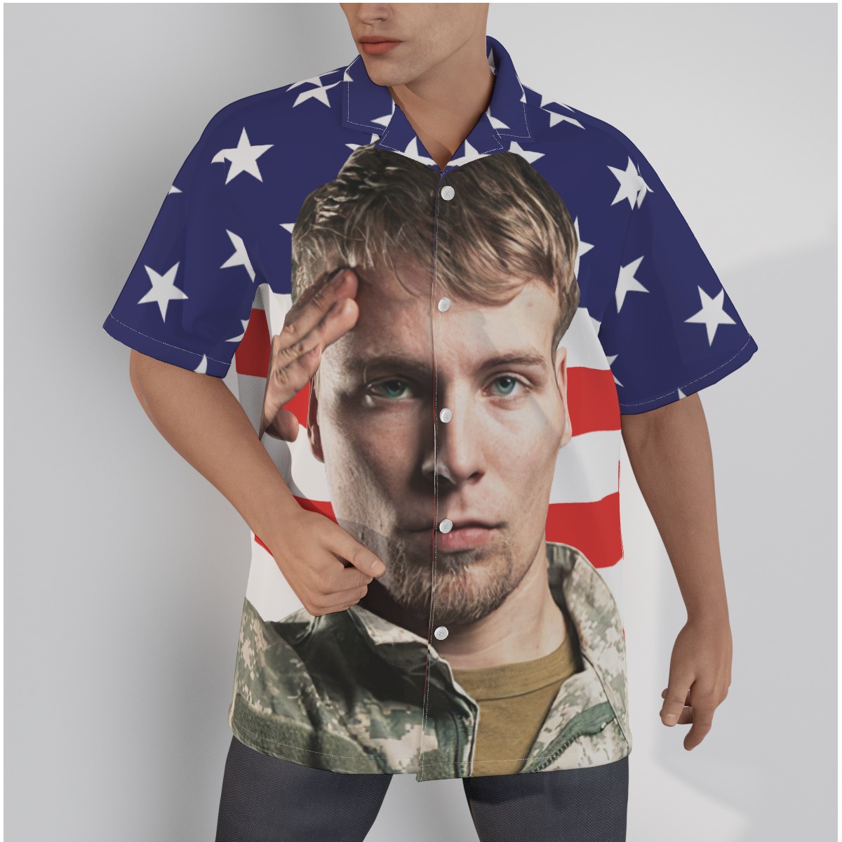 Custom Face USA Flag Hawaiian Shirt - variant image 1