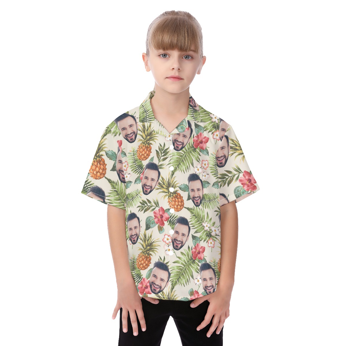 Funny Kid Button Up Shirt With Custom Face - variant image 1