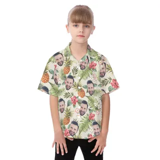 Funny Kid Button Up Shirt With Custom Face