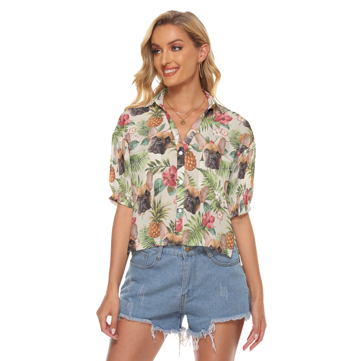Custom Face Vintage Flower Crop Top For Women - variant image 1