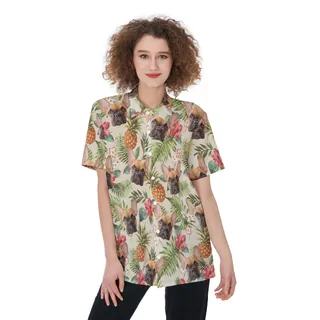 Custom Face Button Up Shirt For Women