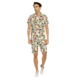 Vintage Men's Hawaiian Set With Custom Face Print