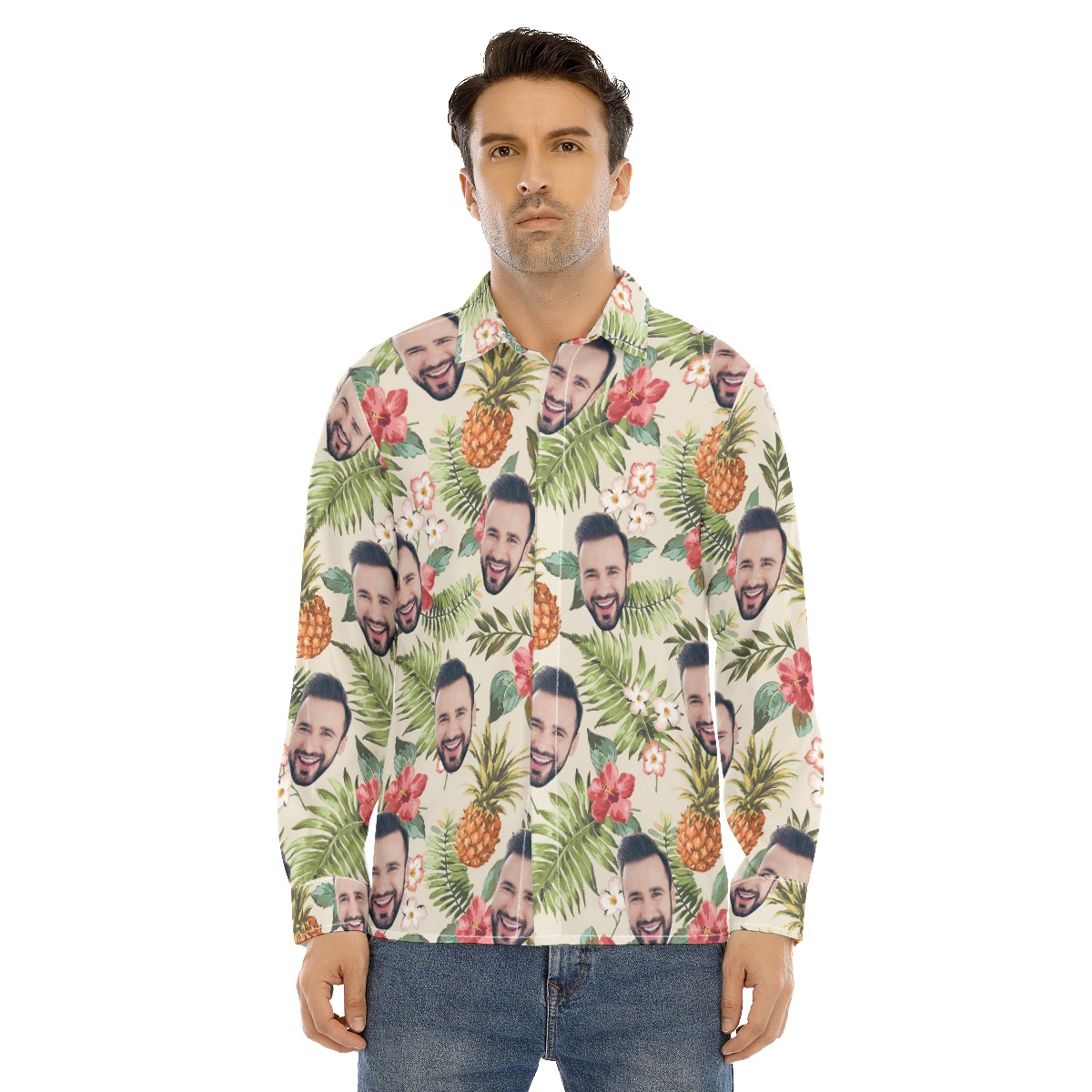 Custom Face Long Sleeve Button Up Shirt - variant image 1