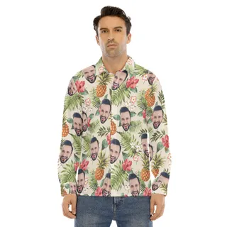 Custom Face Long Sleeve Button Up Shirt