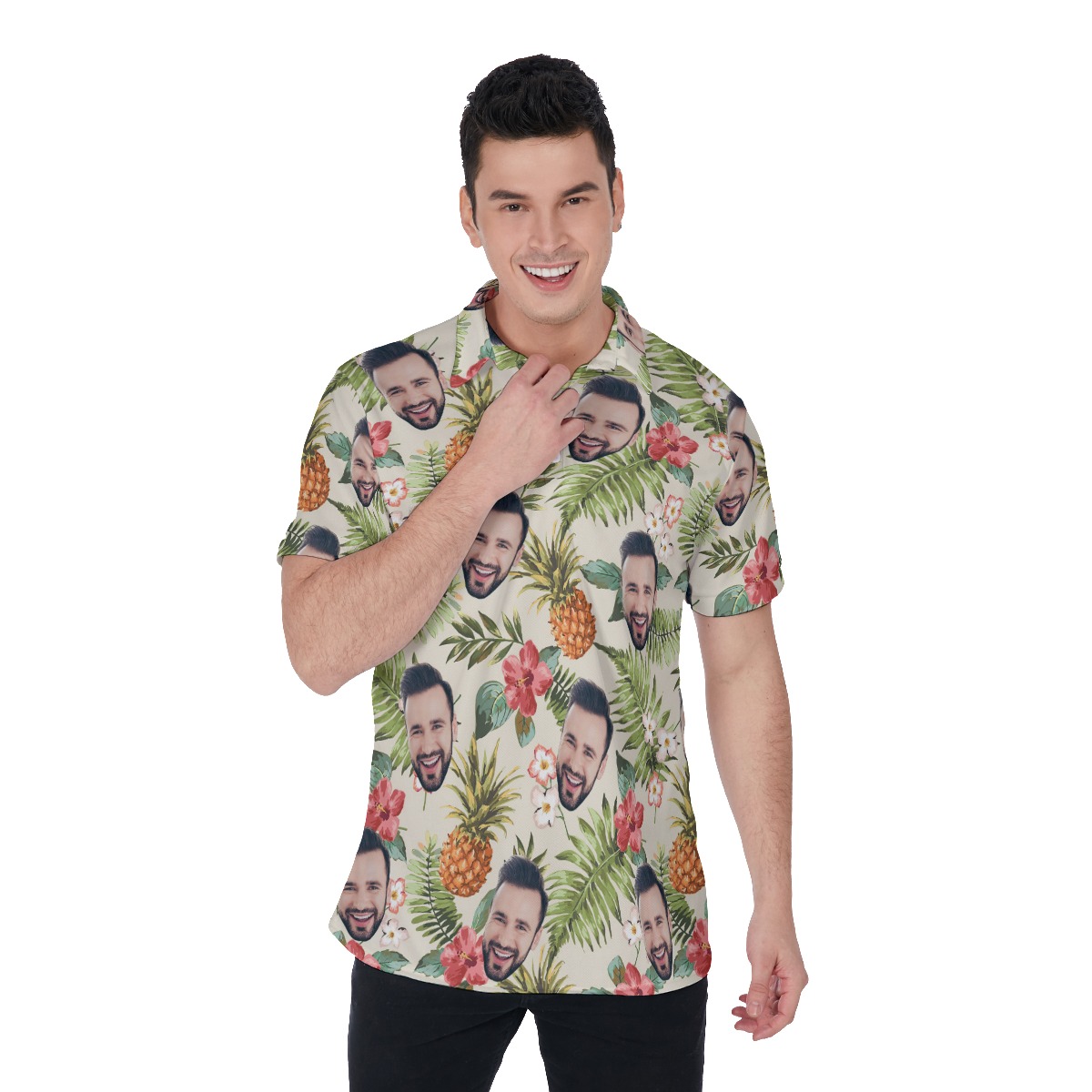 Vintage Custom Face Men's Polo Shirt - variant image 1