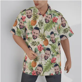Vintage Flower Custom Face Hawaiian Shirt For Men