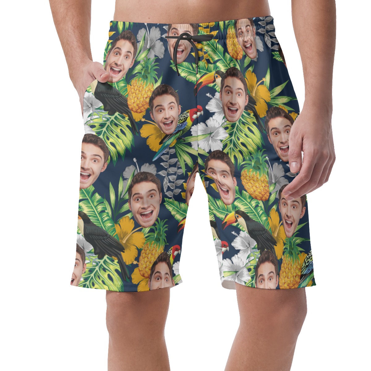Tropical Custom Face Mix Parrots Men's Casual Shorts - variant image 1