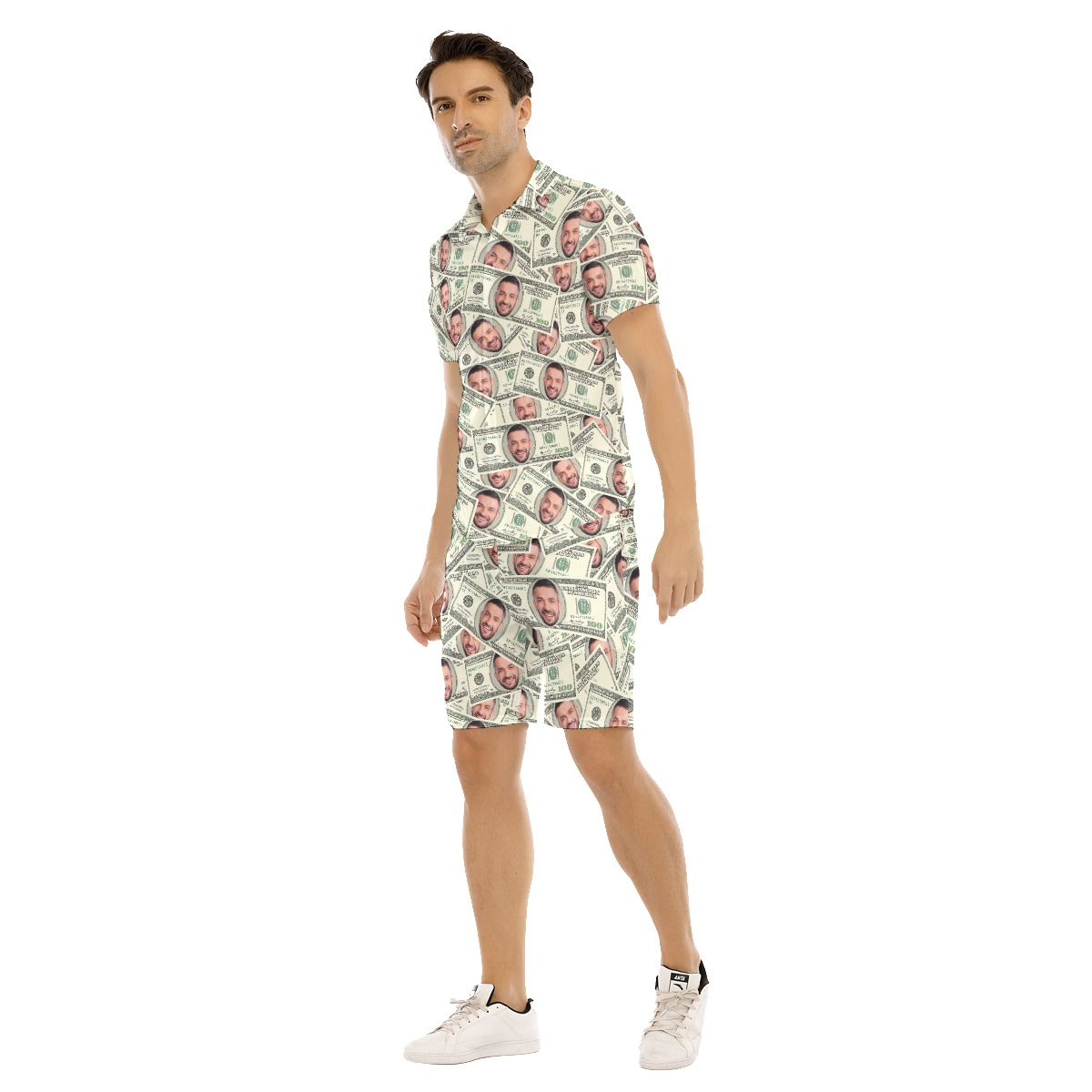 Set Custom Face On Dollars Hawaiian Shirt And Shorts For Men