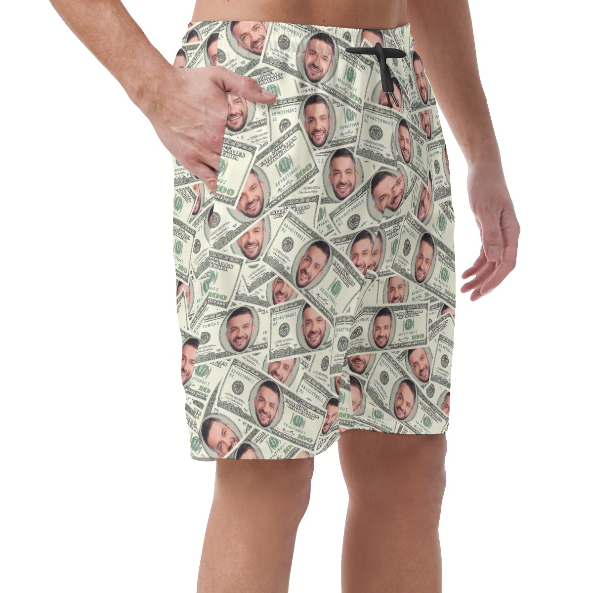 Funny Money Custom Face Hawaiian Summer Beach Shorts For Men