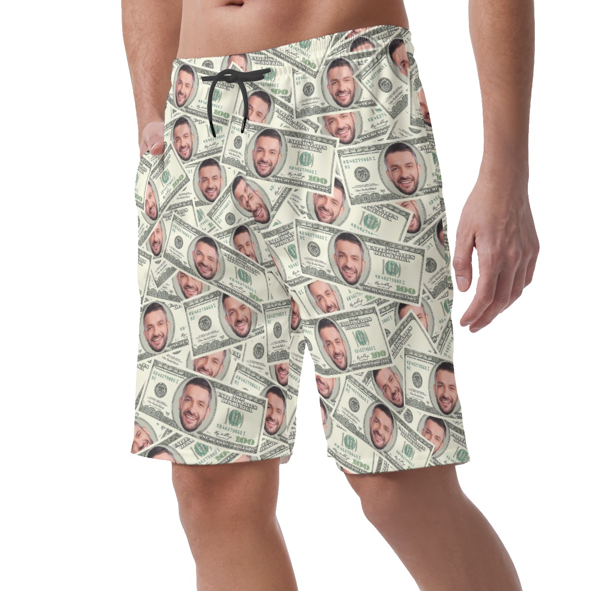 Funny Money Custom Face Hawaiian Summer Beach Shorts For Men