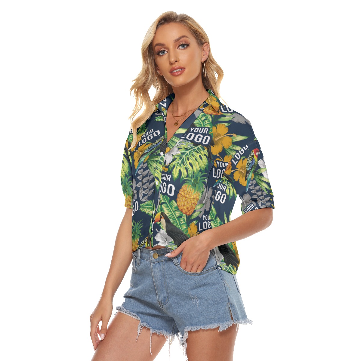 Funny Custom Logo Team Hawaiian Crop Top Shirt