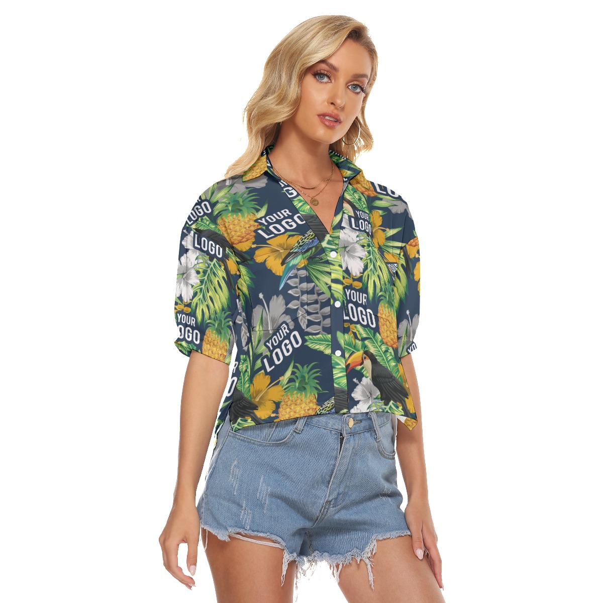 Funny Custom Logo Team Hawaiian Crop Top Shirt