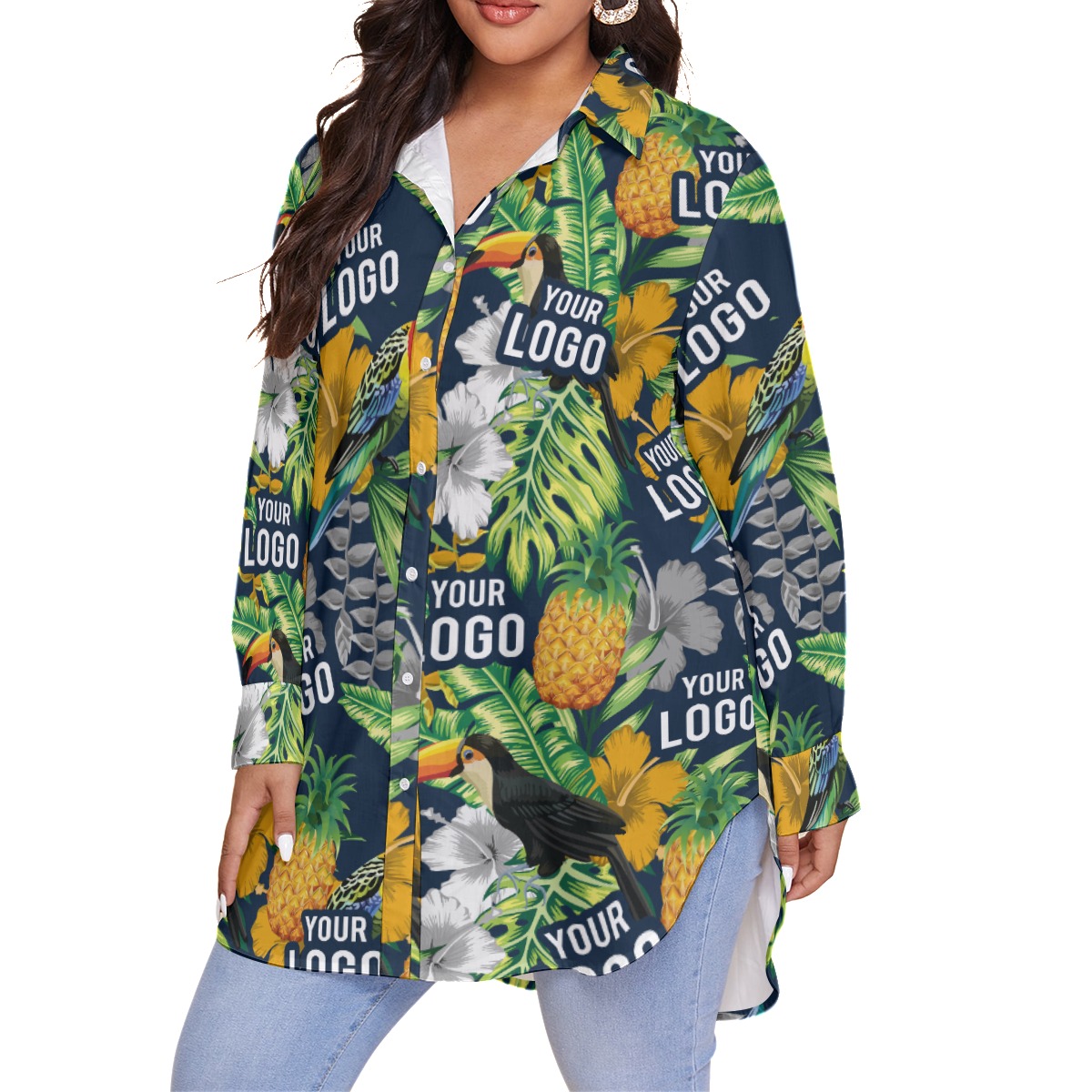 Custom Logo For Team Tropical Parrots Hawaiian Plus Size Shirt
