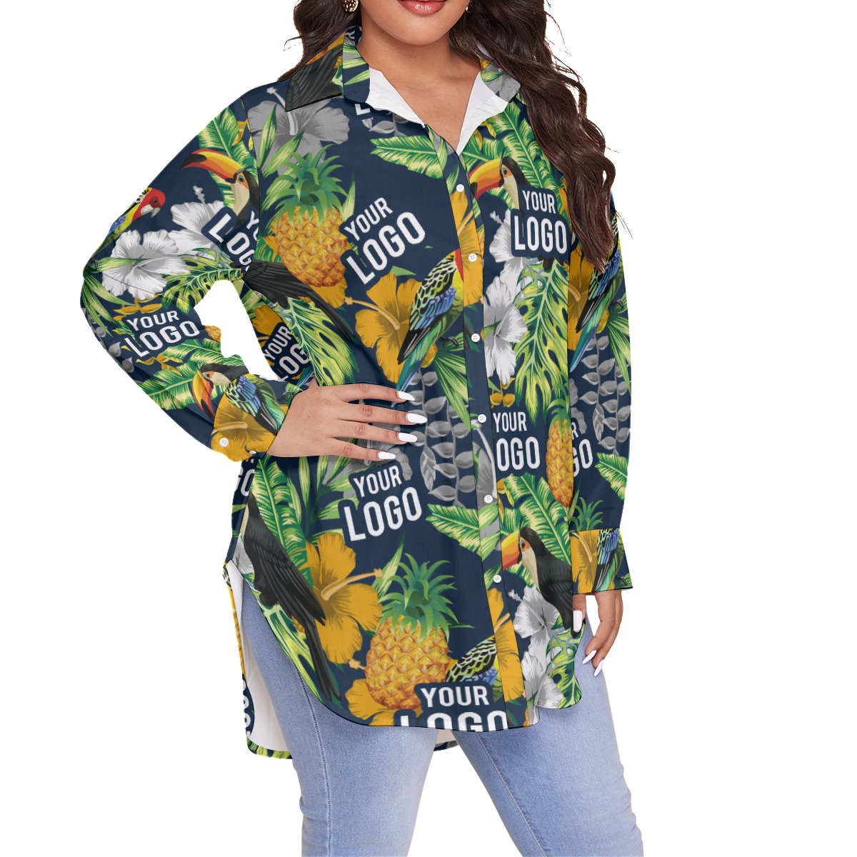 Custom Logo For Team Tropical Parrots Hawaiian Plus Size Shirt