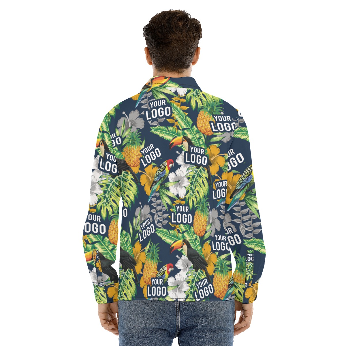 Cool Custom Logo For Team Hawaiian Long Sleeve Shirt