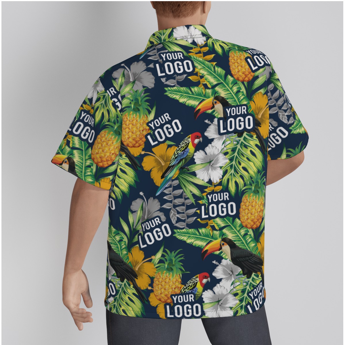 Team Or Company Custom Logo Tropical Parrots Hawaiian Shirt