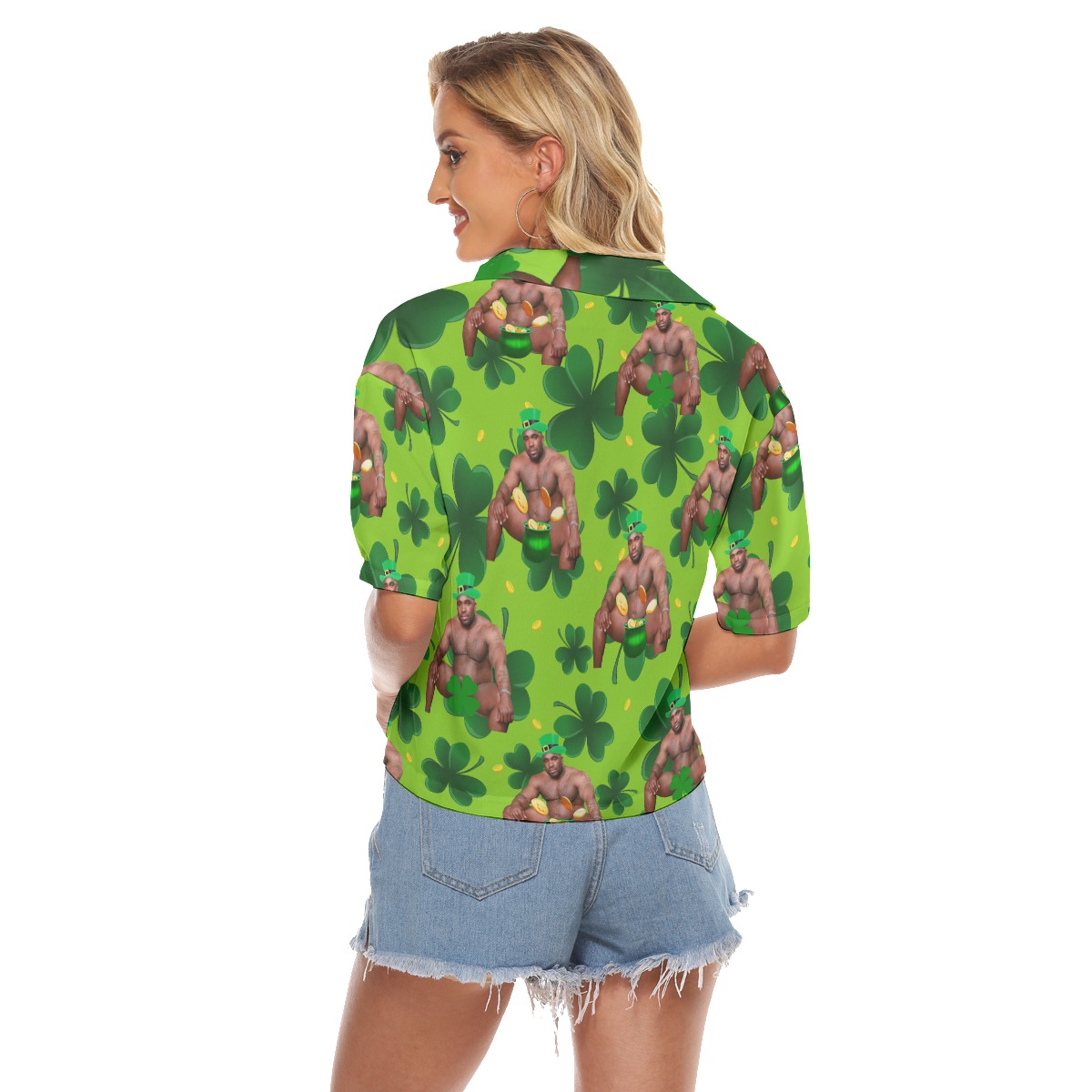 Barry Wood St Patrick Day Hawaiian Cropped Shirt For Women