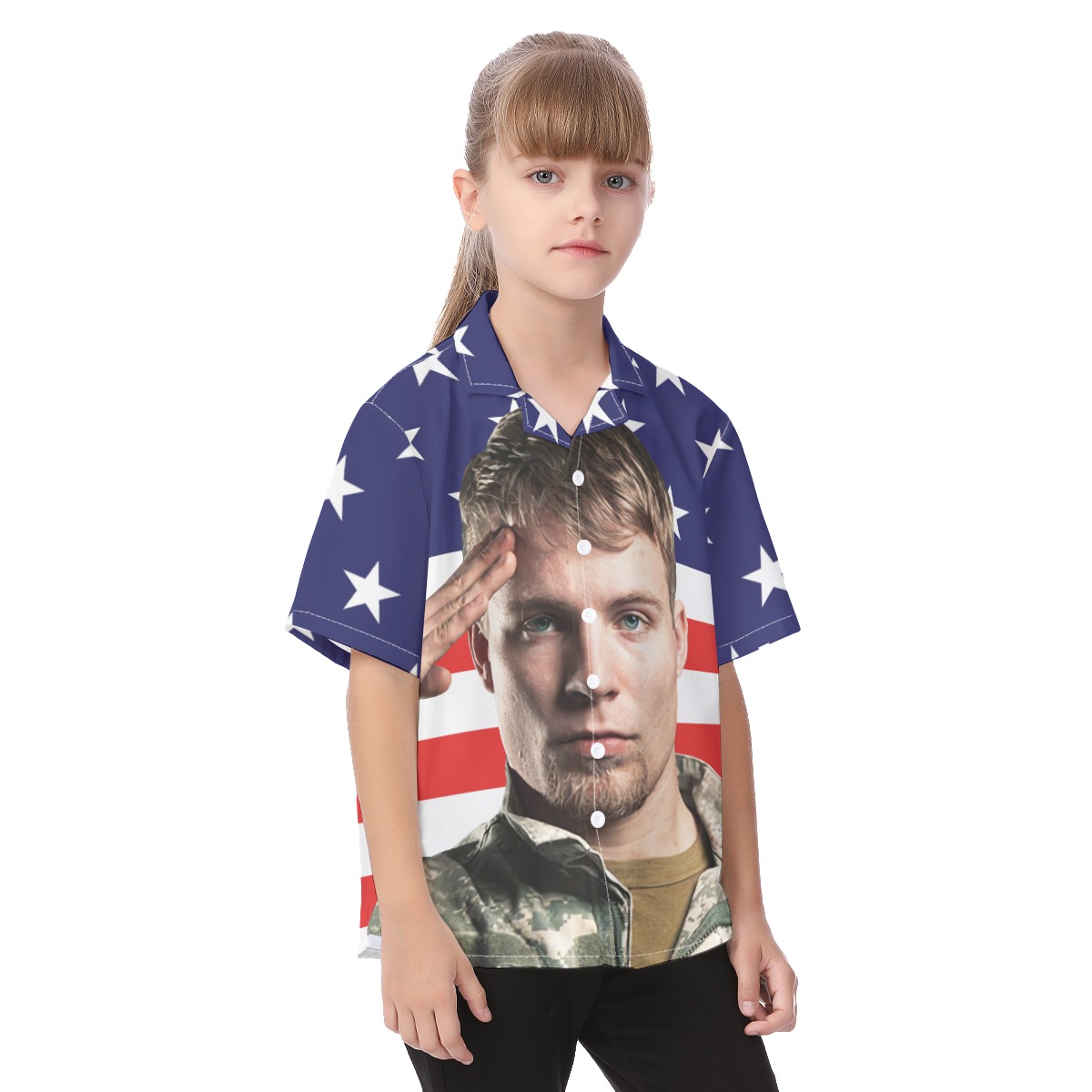 Cool Custom Face American Flag Shirt For Kids