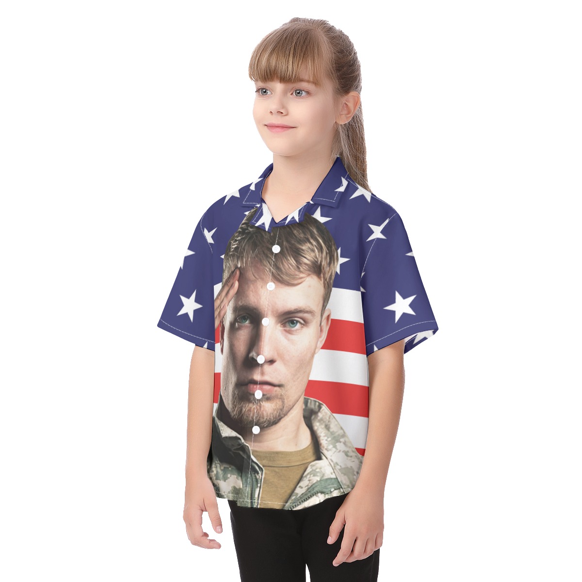 Cool Custom Face American Flag Shirt For Kids