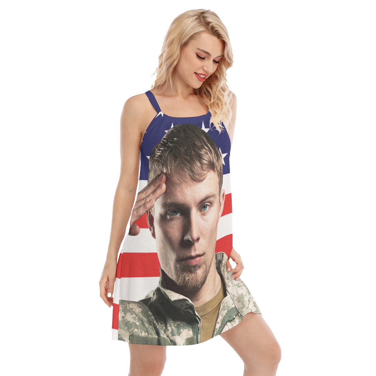 American Flag Cami Dress With Custom Face