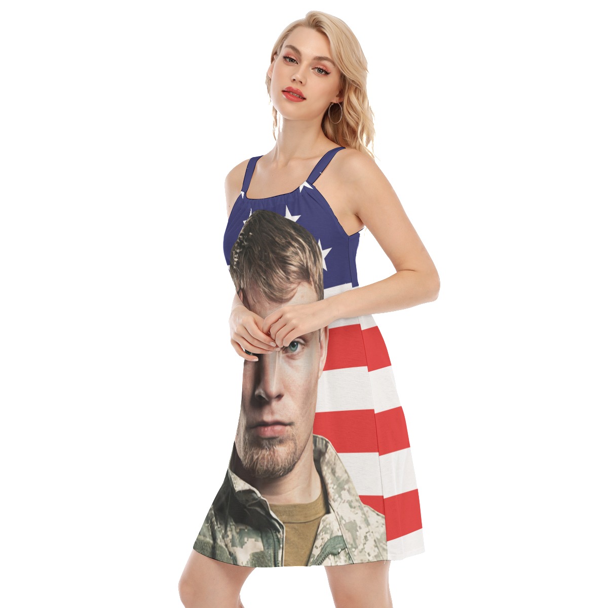 American Flag Cami Dress With Custom Face