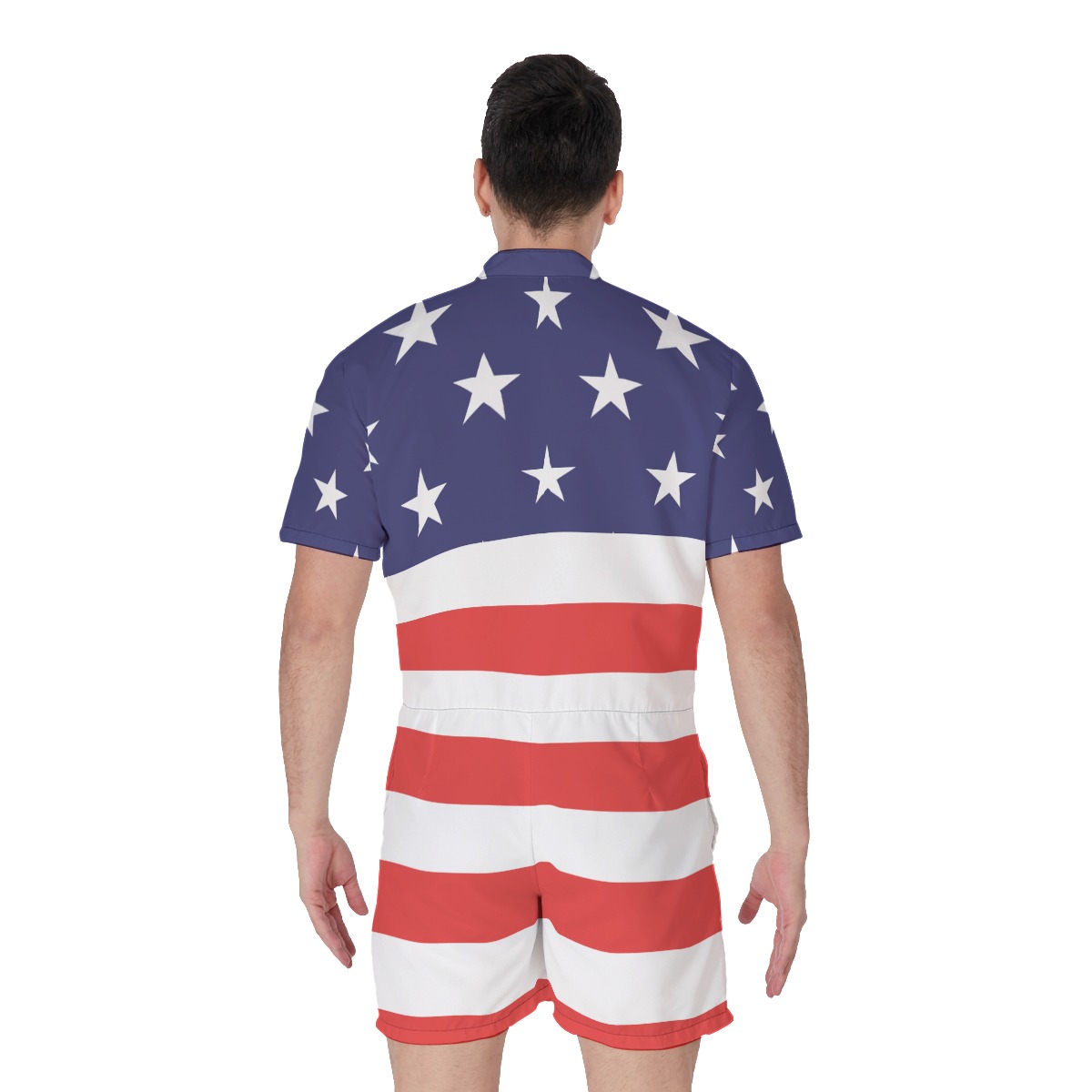 Custom Face White And Red American Flag Romper