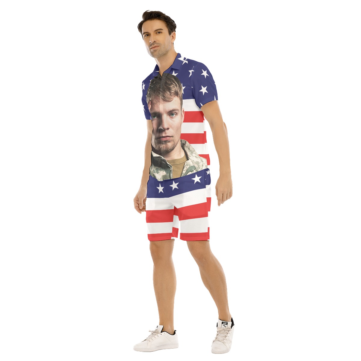 Custom Face USA Flag Men's Hawaiian Set