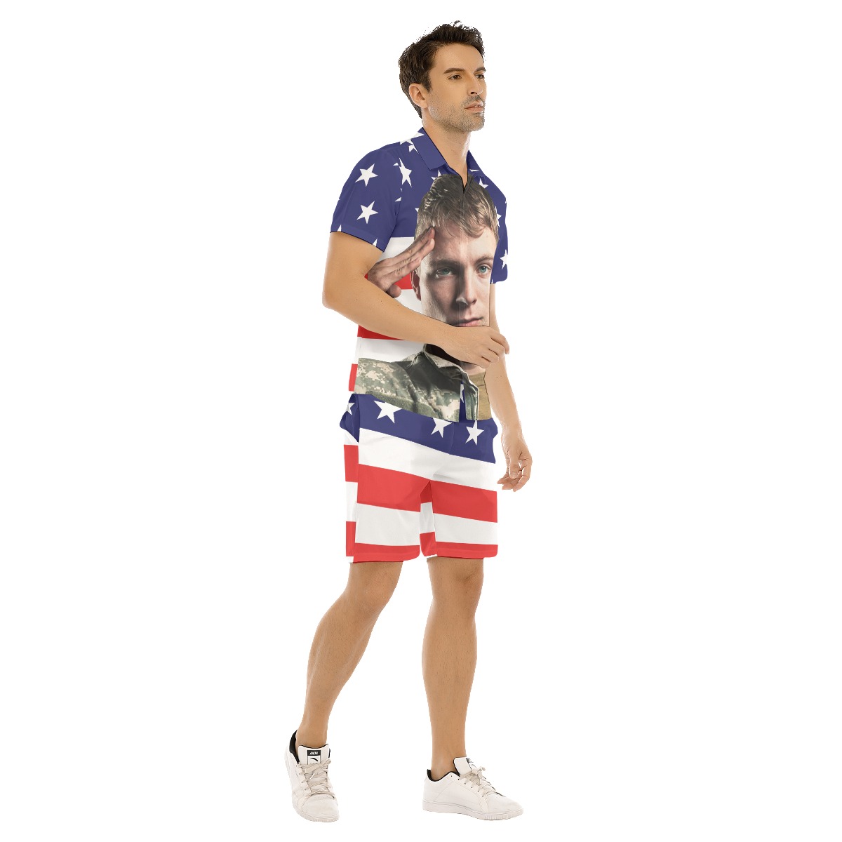 Custom Face USA Flag Men's Hawaiian Set