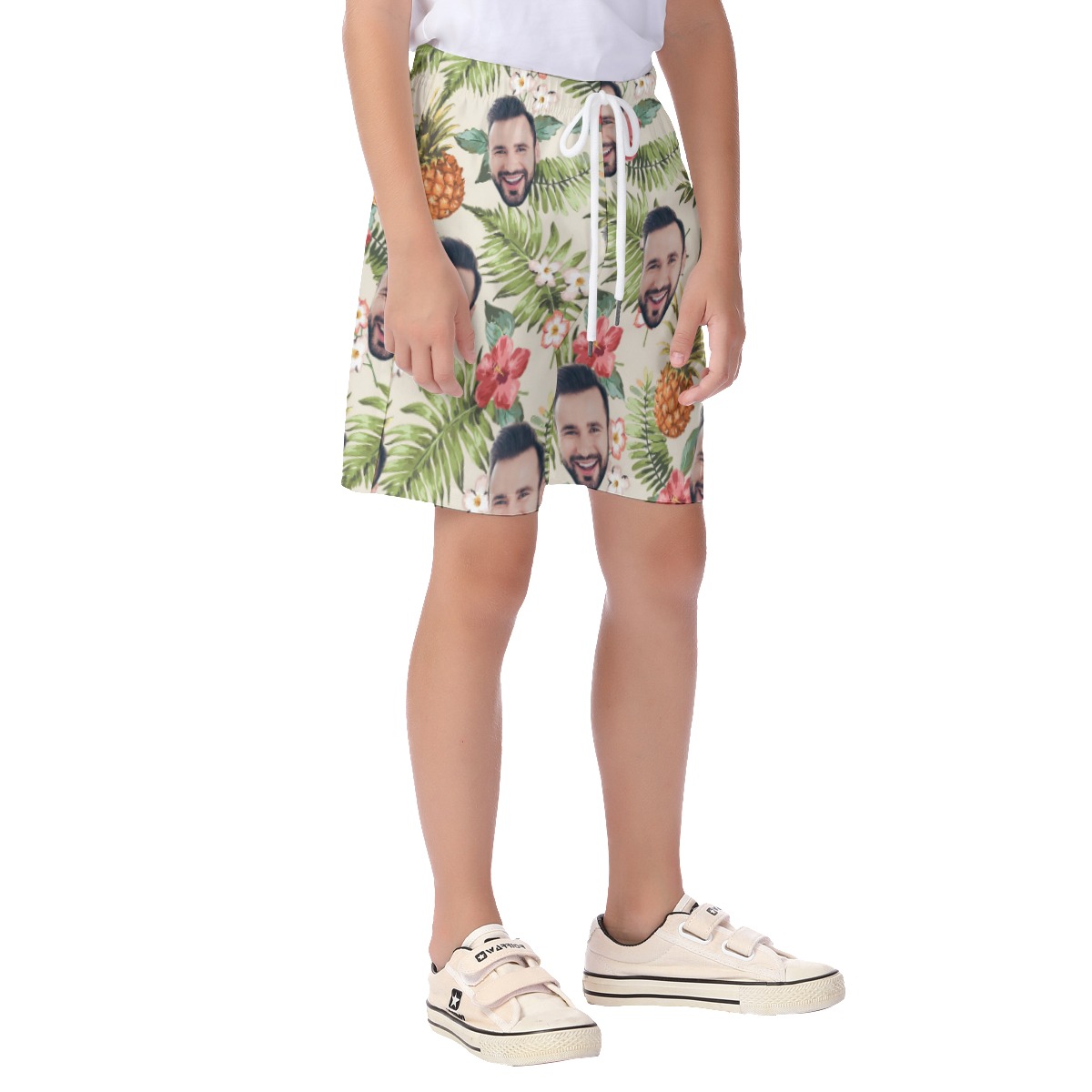 Cool Custom Face Flower Hawaiian Shorts For Kids