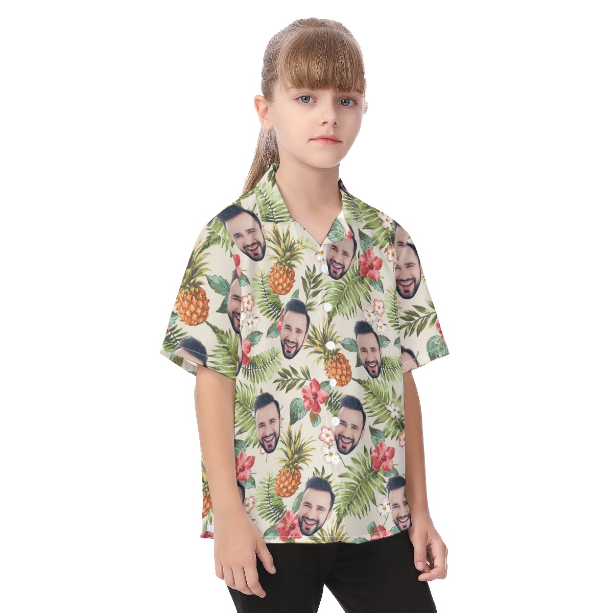Funny Kid Button Up Shirt With Custom Face